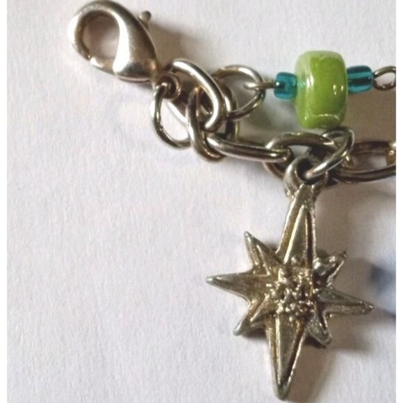 Vintage Art Glass Christian Symbols Charm Bracelet Silver Tone Chain Beads - Picture 12 of 14